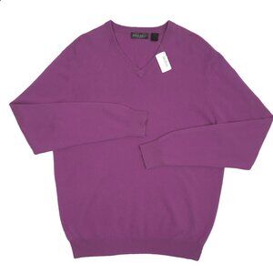 NEW $398 Neiman Marcus Cashmere Sweater!  XXL  Purple  V Neck  Soft and Plush